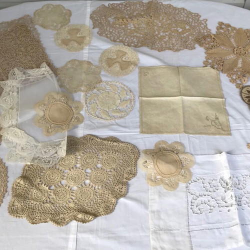Set of handmade embroidery used, antique