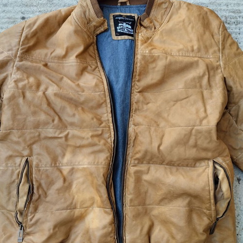 Leather jacket used with wear, size XXL, yellow