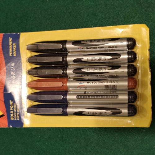 Set of 6 Permanent Markers Bold Point