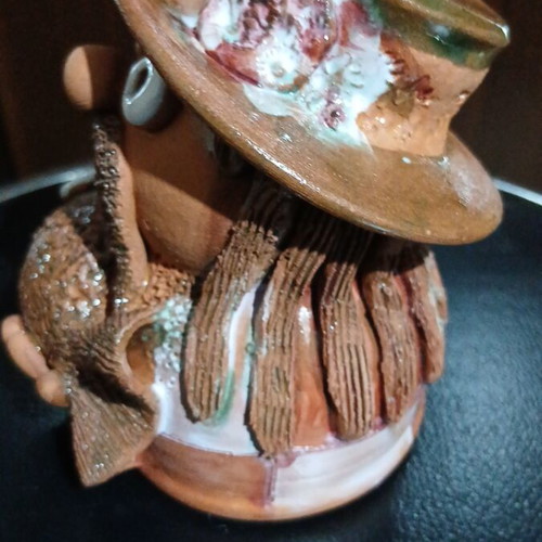 Vintage Handmade Ceramic Bell Fisherman Figurine, like new