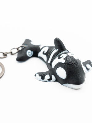 Orca Keychain 3D printed new, black and white