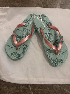 Mitsuko girls' flip flops size 30 turquoise and pink new