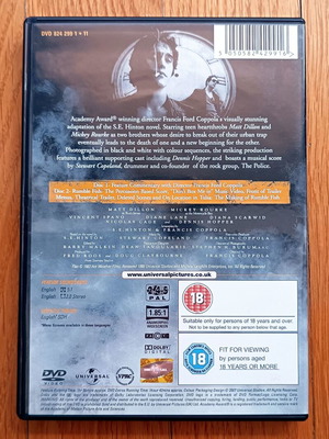 Rumble Fish (Ο Αταίριαστος) DVD μεταχειρισμένο, 2 δίσκοι, δράμα κοινωνικό