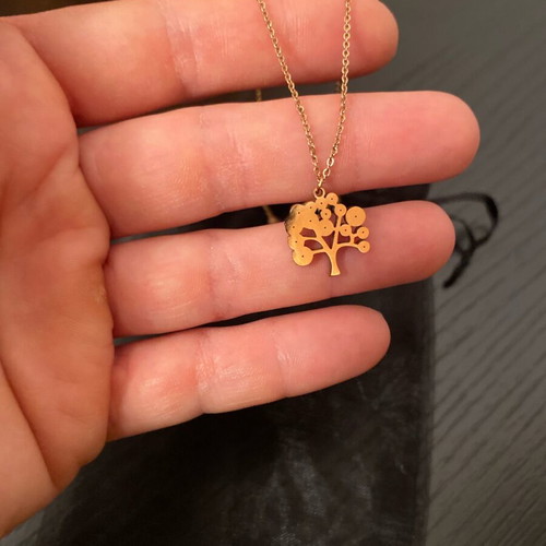 Κολιέ Tree of life επιχρυσωμένο από ανοξείδωτο ατσάλι με ζιργκόν σαν καινούργιο