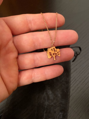 Κολιέ Tree of life επιχρυσωμένο από ανοξείδωτο ατσάλι με ζιργκόν σαν καινούργιο