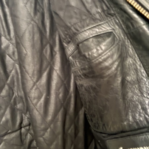 Chevignon leather bomber jacket, size XL, black