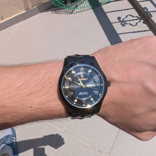 Poedegar luxury watch, black and gold, men's