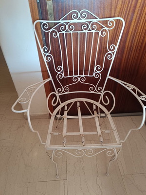 Set of 2 vintage wrought iron garden armchairs used