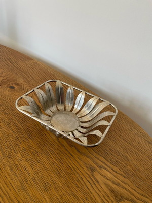 Vintage metal fruit bowl used, silver-plated metal