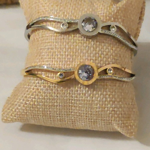 Steel handcuff bracelet new, gold and silver colors