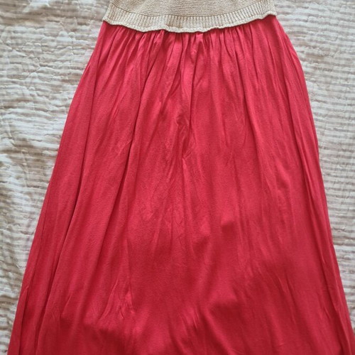 On Line coral maxi dress, A-line, beige and pink