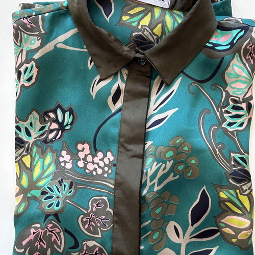 Frederica Erre floral satin shirt size S like new