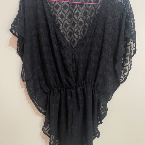 Black kaftan pareo beach cover up Anel size S like new