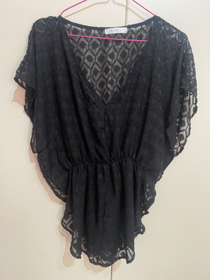 Black kaftan pareo beach cover up Anel size S like new