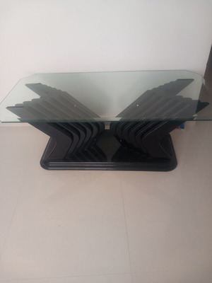 Modern coffee table with glass top, 60×120cm