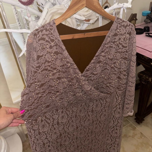Oversize dress XXL-XXXL handmade lace and drape with pearls like new