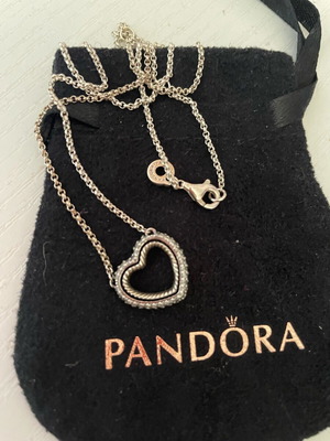 Pandora двустранен медальон сърце като нов, сребърен