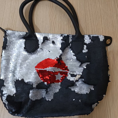 Trends Handbag new, black and silver, reversible design 30x22 cm