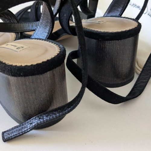 Massimo Dutti black sandals size 37 with block heel like new