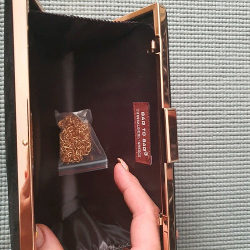 Bag to Bag women's clutch bag new, black velvet with gold details