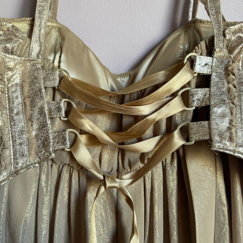 Tassos Mitropoulos dress gold metallic like new