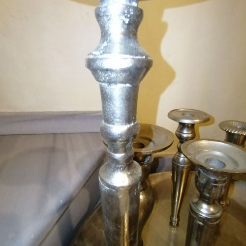 Handmade copper candlestick with nickel coating new