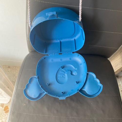 Children's plastic elephant bag used, blue with strap