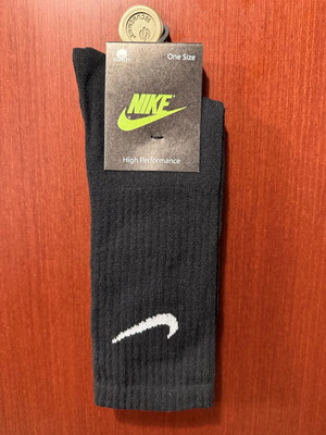 Nike socks new, pack of 6, black, one size