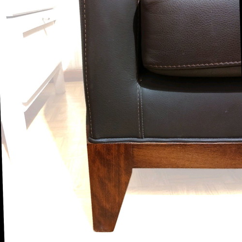 Leather armchair Greek made dark brown