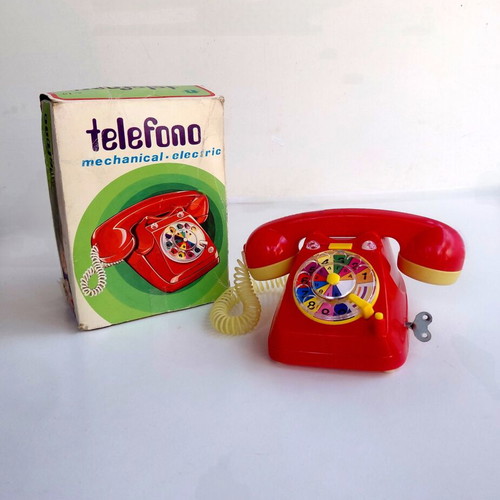 Mechanical Telephone Priftis toy from 1970s, new