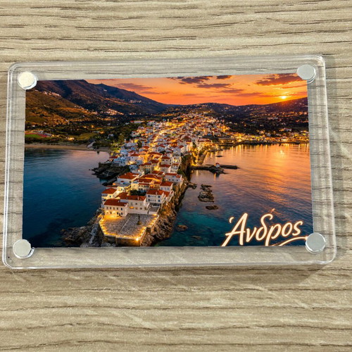 Acrylic fridge magnet 6x9cm, Andros, Greek Summer collection