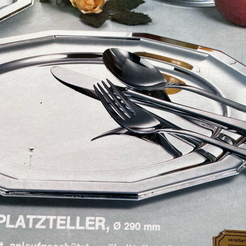 Inox German silver plate new for waiter