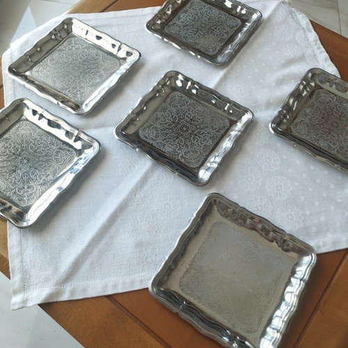 Set of 6 Square Rostfrei 18/C Serving Plates like new