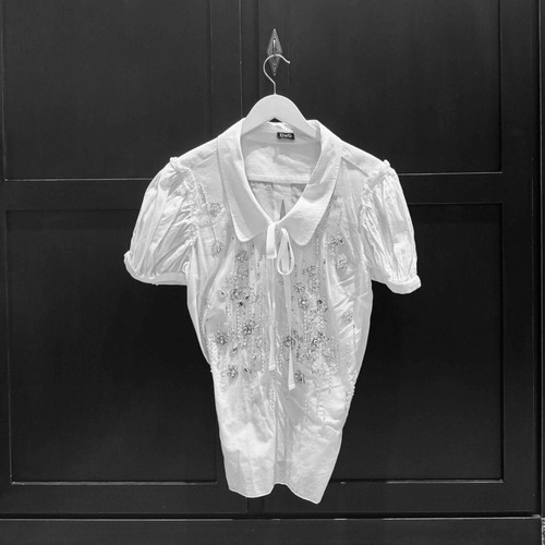 Dolce & Gabbana White Shirt with Embroidered Crystals and Strass like new