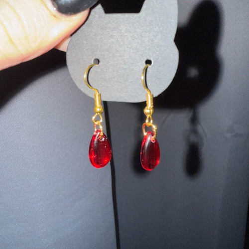 Earrings with red crystals new, handmade from stainless steel