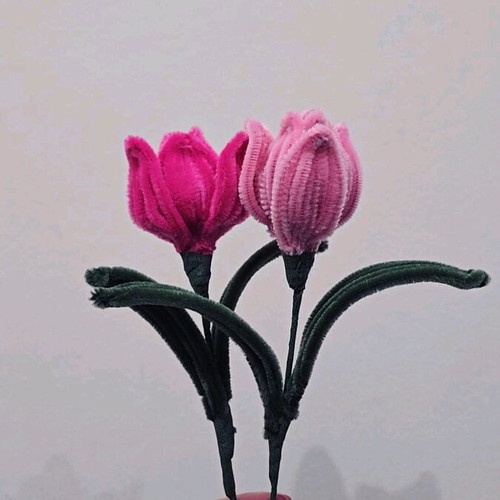Handmade roses made to order from fuzzy wire
