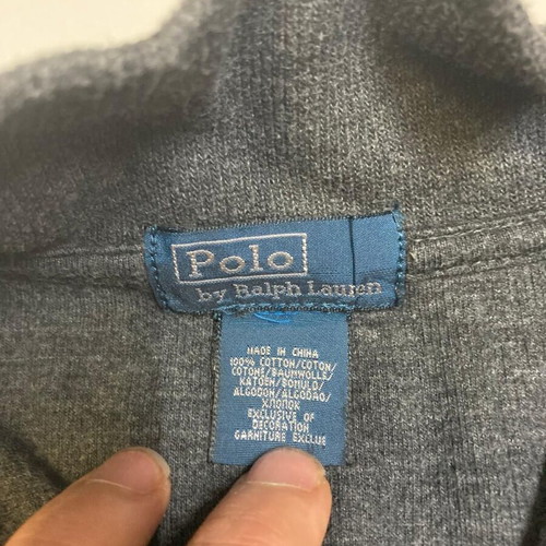 Ralph Lauren Quarter Zip sweater, grey, red pony, size S