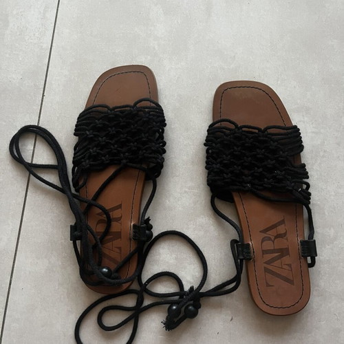 Zara sandals with laces, black and brown, size 40