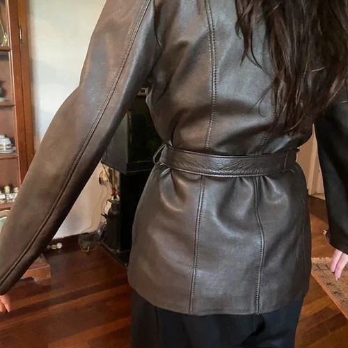 Leather jacket brown, like new, genuine leather, size S