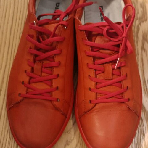 Diesel Naptik men's sneakers size 45, tango red leather, like new