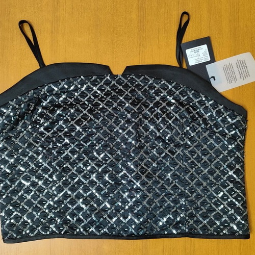 Attrattivo women's top L black-silver cotton sequins new