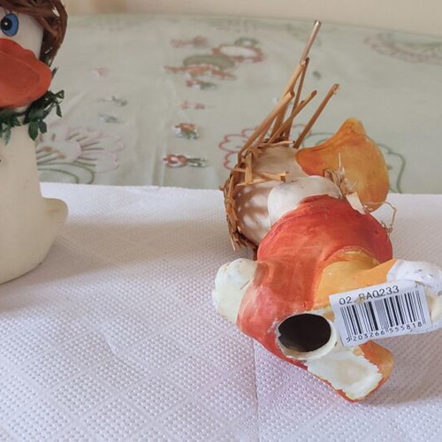 Vintage handmade decorative clay duck set, 15cm