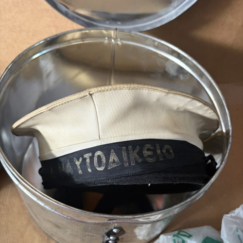 Navy Hatbox used with two hats included