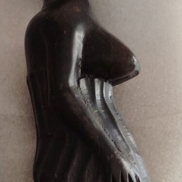 Wooden carved decorative used, 30 cm, woman with kneeling legs