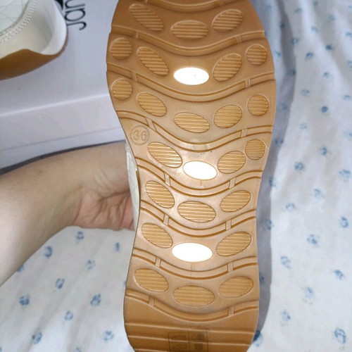 Sneakers flatform with heel beige/white and gold glitter new