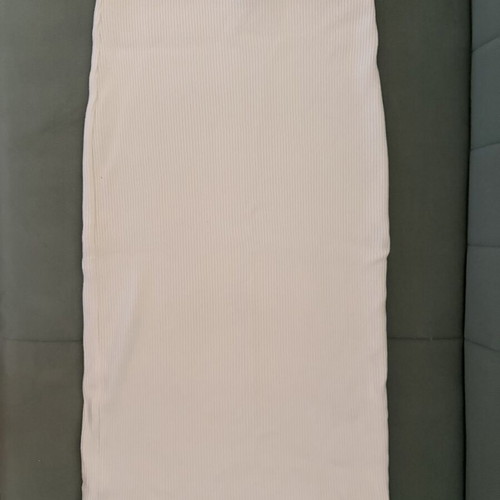Combos Knitwear midi rib knit pencil skirt, white, size S