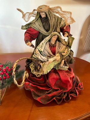 Large Christmas Nativity Scene with Holy Family and Fabric Clothes