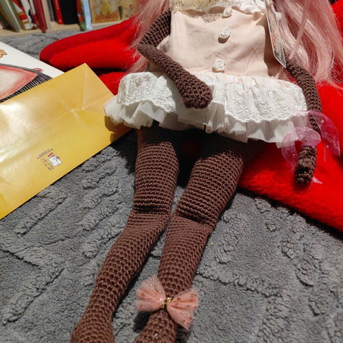 Handmade crochet amigurumi doll new with lace dress
