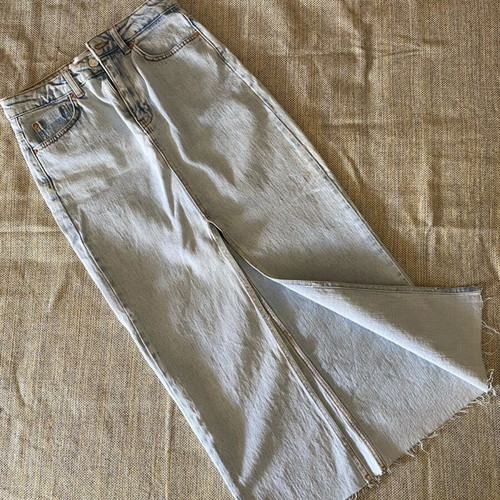 Stradivarius denim skirt below the knee with slit, size 36, like new