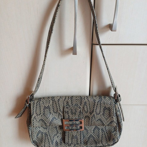 Women's snake print shoulder bag Epsilon by Efstathopoulos like new, beige multicolor